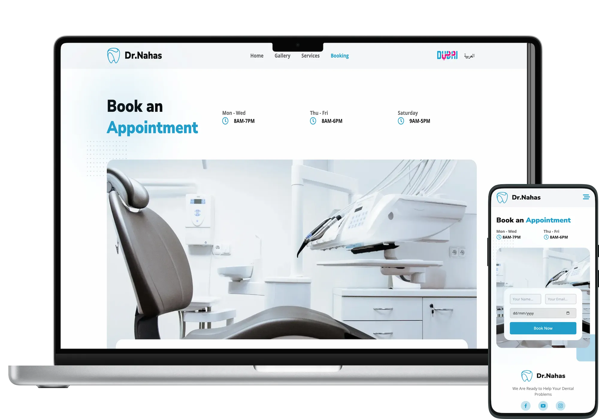 We created a seamless mobile experience for Dr. Nahas's patients booking care on the go